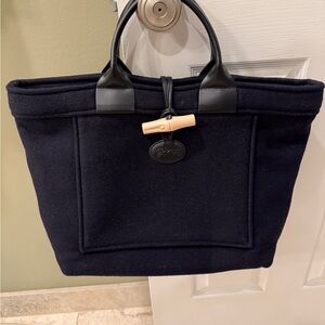 Longchomp Navy Blue Shoulder Bag Wool